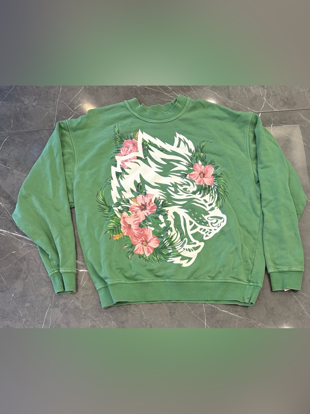 Darc Sport Men’s Native Wolf London Crewneck Lush Green Large Wolves Gym RARE